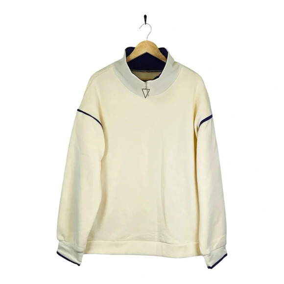 Cozy Sweatshirt Zip‎ Neck Cream Purple Fleece Lined Women Plus Size 2XL NWOT - Picture 1 of 7